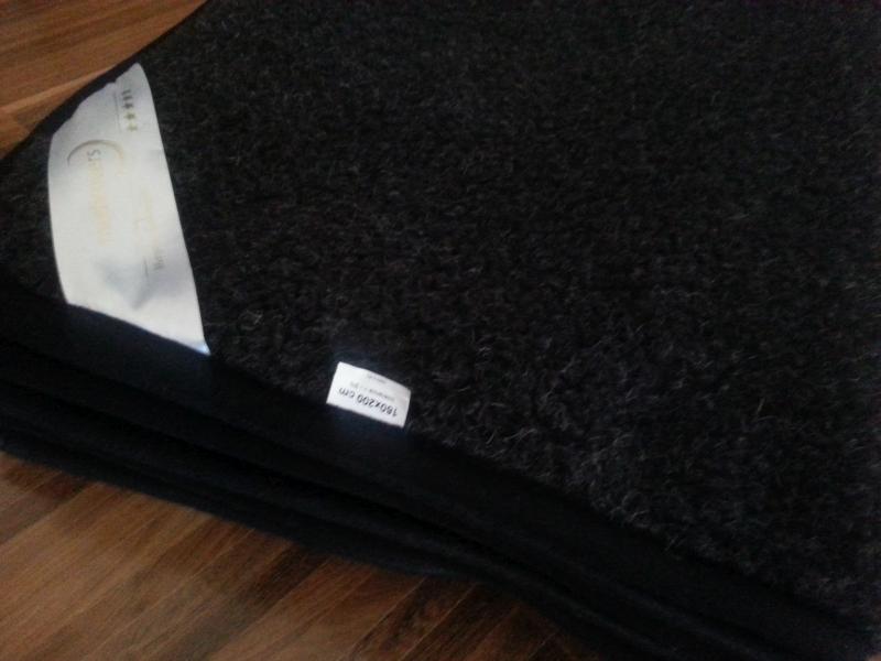 18 Koc wełniany Merynos Tumbler Czerń 140x200
